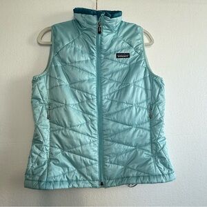 Patagonia Quilted Puff Vest Women M Full Zip Primaloft Light Blue Outerwear